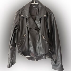 Elodie Black Leather Moto Jacket